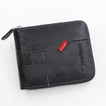 Men's Zipper Short Wallet Large Capacity Multiple Card Slots Tri-fold Chain Bag