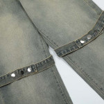 Vintage Washed And Worn Straight Jeans