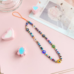 Bohemian Rainbow Polymer Clay Pearl Glass Beaded Phone Chain