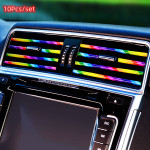 New 10pcs Car Interior Air Conditioner Vent Outlet Decoration Stripes Cover Rainbow