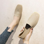 Square Toe Knit Woven Flat Foot Loafers