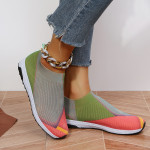 Women's Casual Fly Weaving Color Blocking Flat Bottom Sneakers