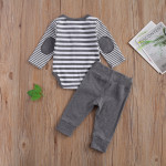 Spring And Autumn New Stripe Long Sleeve Top And Pants Two Piece Set