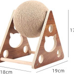 Wooden Cat Catching Treadmill Ball Toy Cat Grinding Claw Sisal Rope Ball, Cat Scratching Ball On Stand, Interactive Solid Wood Cat Catching Ball Pet Toy