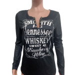 Women's Black Casual Long-sleeved Top