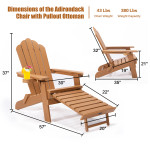 TALE Folding Adirondack Chair With Pullout Ottoman With Cup Holder, Oaversized, Poly Lumber, For Patio Deck Garden, Backyard Furniture, Easy To Install,.Banned From Selling On Amazon