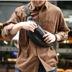 Men's Plant-tanned Cow Leather Cross-body Mobile Phone Bag