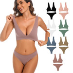 Solid Color Shockproof Beauty Back Push-up Underwear Set