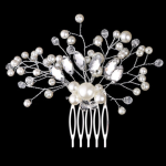 Korean Exquisite Pearl Comb Diamond Crystal Fork Handmade Hairpin Bridal Headwear Accessories