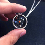 Ornament Double-sided Glass Ball Solar System Cosmic Starry Sky Necklace