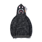 New Shark Head 3D Digital Printing Zipper Casual Hooded Coat