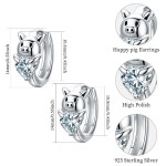 Hypoallergenic Cubic Zirconia Pig Small Cute Heart Huggie Hoop Earrings 