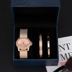 Goddess Stainless Steel Bracelet Watch Three-Piece Gift Box Set