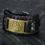 Nordic Viking Totem Triangle Energy Men's Leather Bracelet