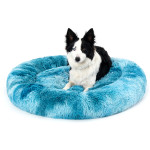 Fluffy Donut Dog Bed Warm Soft Long Plush Pet Cushion Dog House Cat Bed Washable Pet Sofa Mat Calming Samll Large Dog Beds