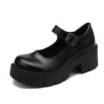 Thick Heel Thick-Soled College Style Retro Small Leather Shoes Women