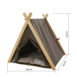 Pet Tent Cat Litter Removable And Washable Striped Canvas Solid Wood