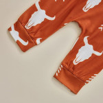 Boys' Letters Short-sleeved Jumpsuit Cow Head Print Pants Two-piece Set