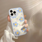 Ins Strawberry Blue Flower Silicone Phone Case