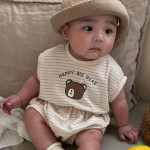 Baby Striped Bear Short Sleeve Bodysuit