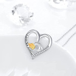 Mother and Child Hands Love Heart Pendant Necklace Jewelry for Women I Love You Forever