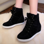 High-top Women's Platform Shoes With Lace-up Front Canvas Sneakers