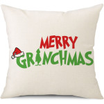 Christmas Green Grinch Linen Pillow Cover Wholesale Bedside Cushion Backrest Sofa Cushion