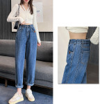 Women's High Waist Slim Straight Daddy Pants