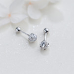 Full Diamond Square Screw Light Bead Geometric Ear Studs