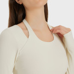 Halter Sports Long Sleeve With Chest Pad Slim-fit Yoga Wear Top