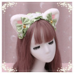 A lovely japanese Lolita hairdress, Catwoman Plush Lolita headdress, lace cat ear hair band