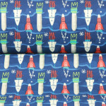 Plain Cotton Fabric Nordic Style Rocket Print Handmade DIY