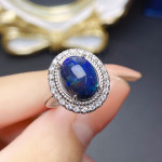 Jewelry Natural Black Opal Ring Female Accessories