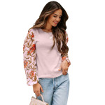 Printed Lantern Long Sleeve Casual Top Sweater Female