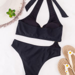 Women's Solid Color Bandage Split Swimsuit Sexy Bikini