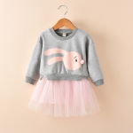 New spring infant skirt 1 long sleeved dress 2 female baby cartoon 3 4 princess dress lace dress tide