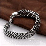 Titanium Steel Bracelet Male Stainless Steel Double Row Front And Back