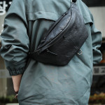 Leather Chest Bag Leather Men's Angled Shoulders