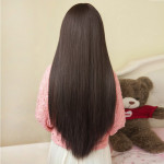 Wig Female Long Straight Hair Long Hair With Bangs And Pear Flower Head