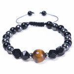 Natural Stone Tiger Eye Woven Double-layer Bracelet Adjustable