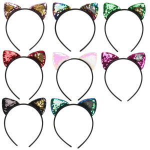 Flip sequin cloth cat ear headband