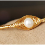 Ornament Baroque Pearl Handmade Wire Wound Bracelet With Opening