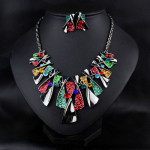 Metal Geometric Shape Rhinestone Earring Necklace