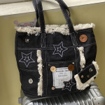 Vintage American Button Star Fringe Denim Tote Bag