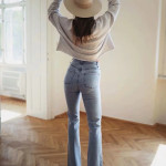 European And American Ins Retro Slim Micro Flare Jeans Women