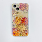 Yellow Oil Painting Flowers Phone Case Rhinestone Epoxy