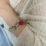 Fashion Strawberry Crystal Bear English Tag Bracelet