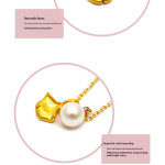 3D Hard Pure Gold 999 Pure Gold Ginkgo Leaf Pearl Necklace For Women