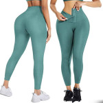 Fashion Ladies Simple Double Breasted Yoga Tights