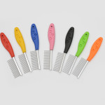 Pet candy color soft handle stainless steel comb